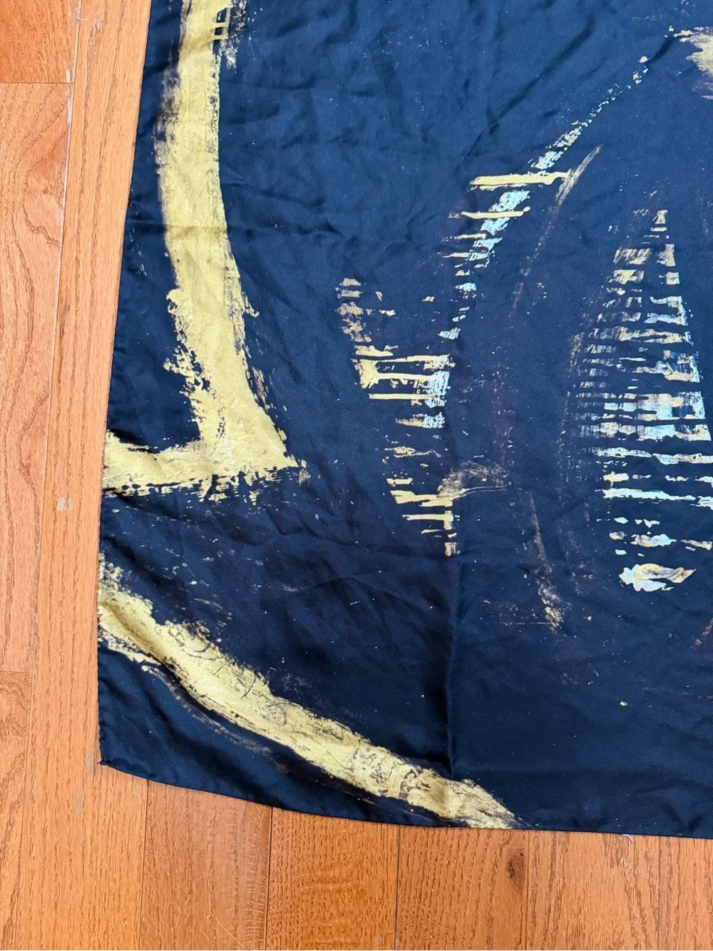 Suistudio by Suitsupply 100% Silk Square Scarf Black Gold Abstract Print